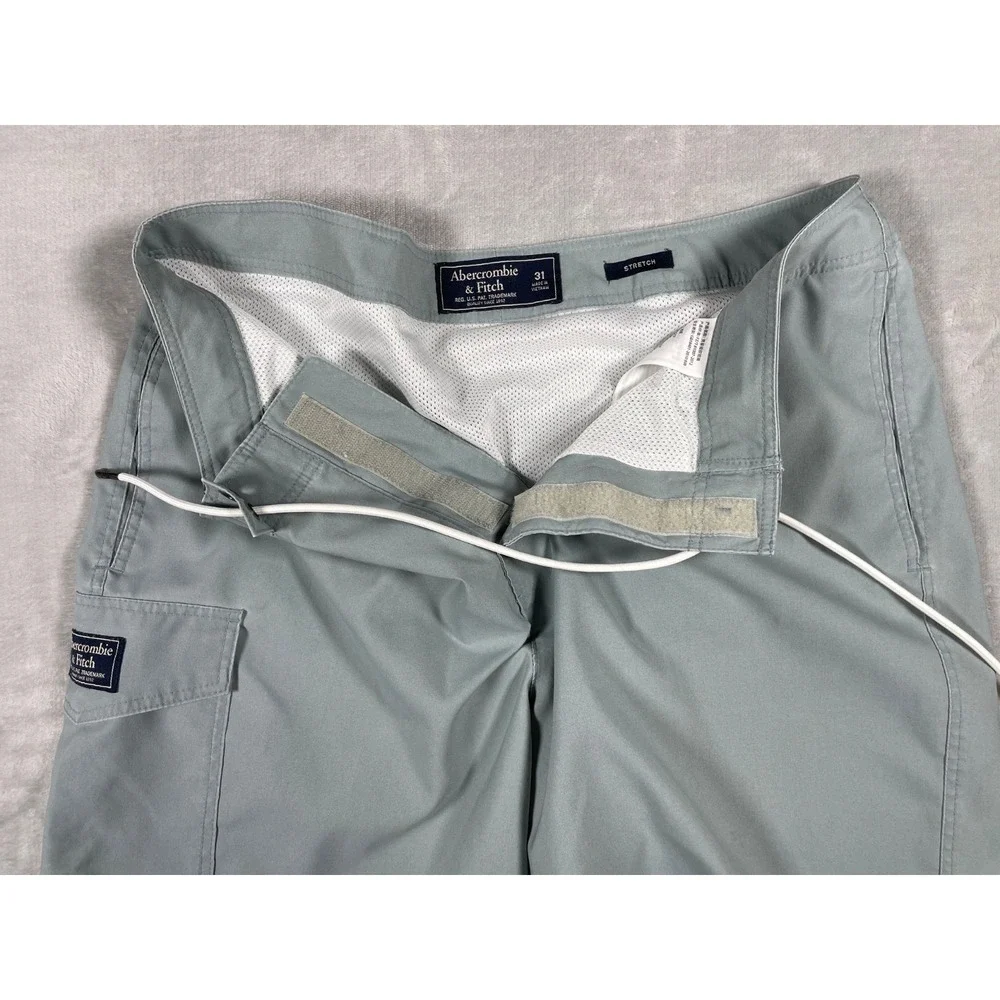 Abercrombie & Fitch Board Shorts Men's 31 Blue Gray Stretch Swim Trunks Surf